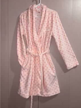 Calvin Klein Blush Pink Plush Robe CK Logo Print NICE Ladies XS/S